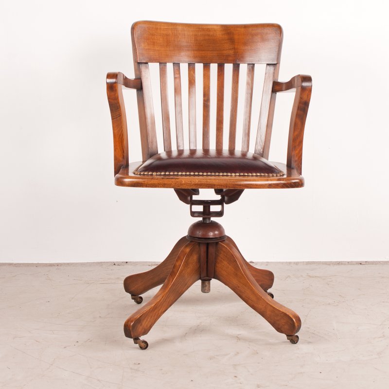 Revolving Height Adjustable Beech Office Desk Chair - Image 3