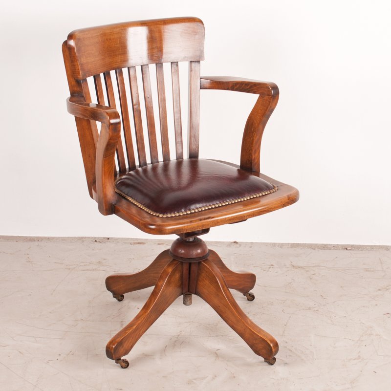 Revolving Height Adjustable Beech Office Desk Chair - Image 4