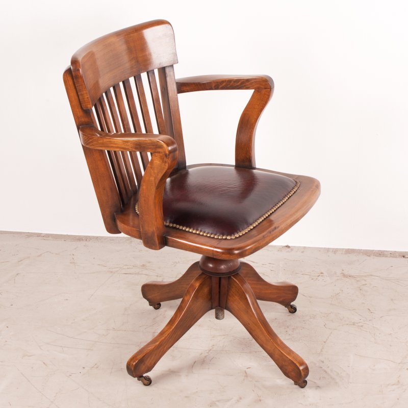Revolving Height Adjustable Beech Office Desk Chair - Image 5