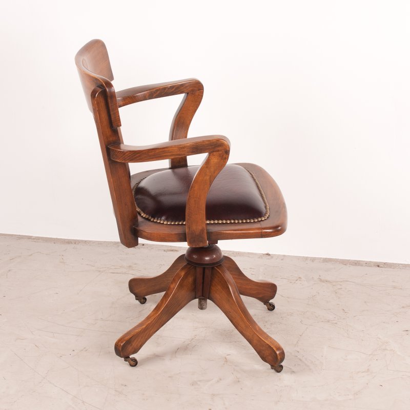 Revolving Height Adjustable Beech Office Desk Chair - Image 6