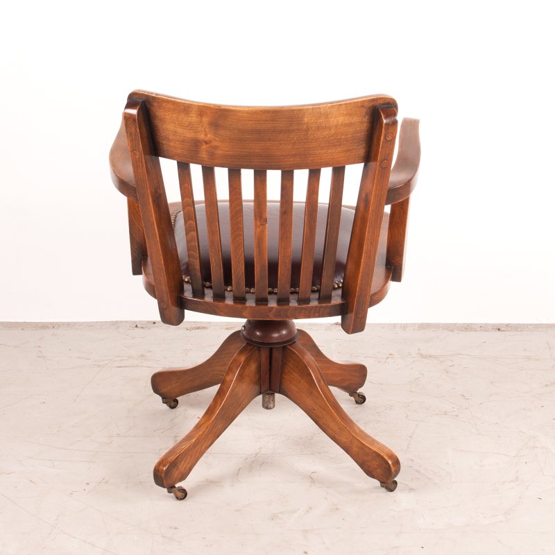 Revolving Height Adjustable Beech Office Desk Chair - Image 7