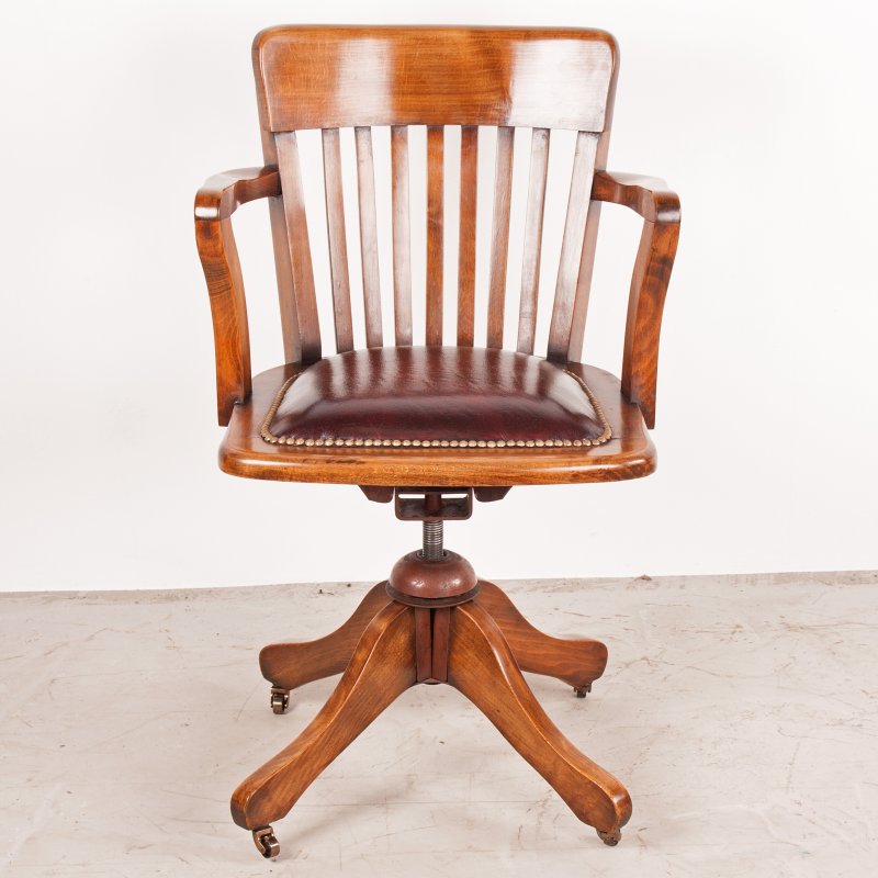 Revolving Height Adjustable Beech Office Desk Chair - Image 9