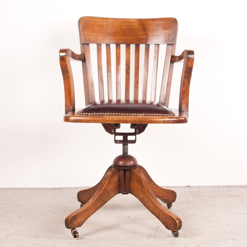 Revolving Height Adjustable Beech Office Desk Chair - Image 10