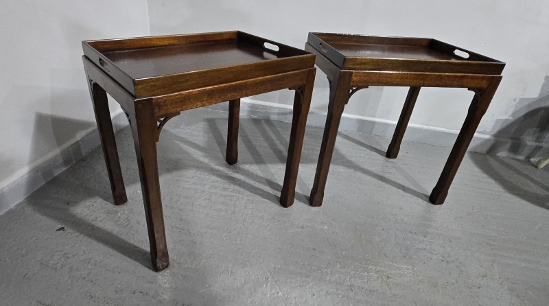 Pair Chippendale Mahogany Lamp Tables - Image 9