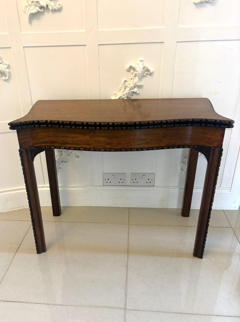 Antique Georgian Chippendale Mahogany Serpentine Console Card Table - Image 5