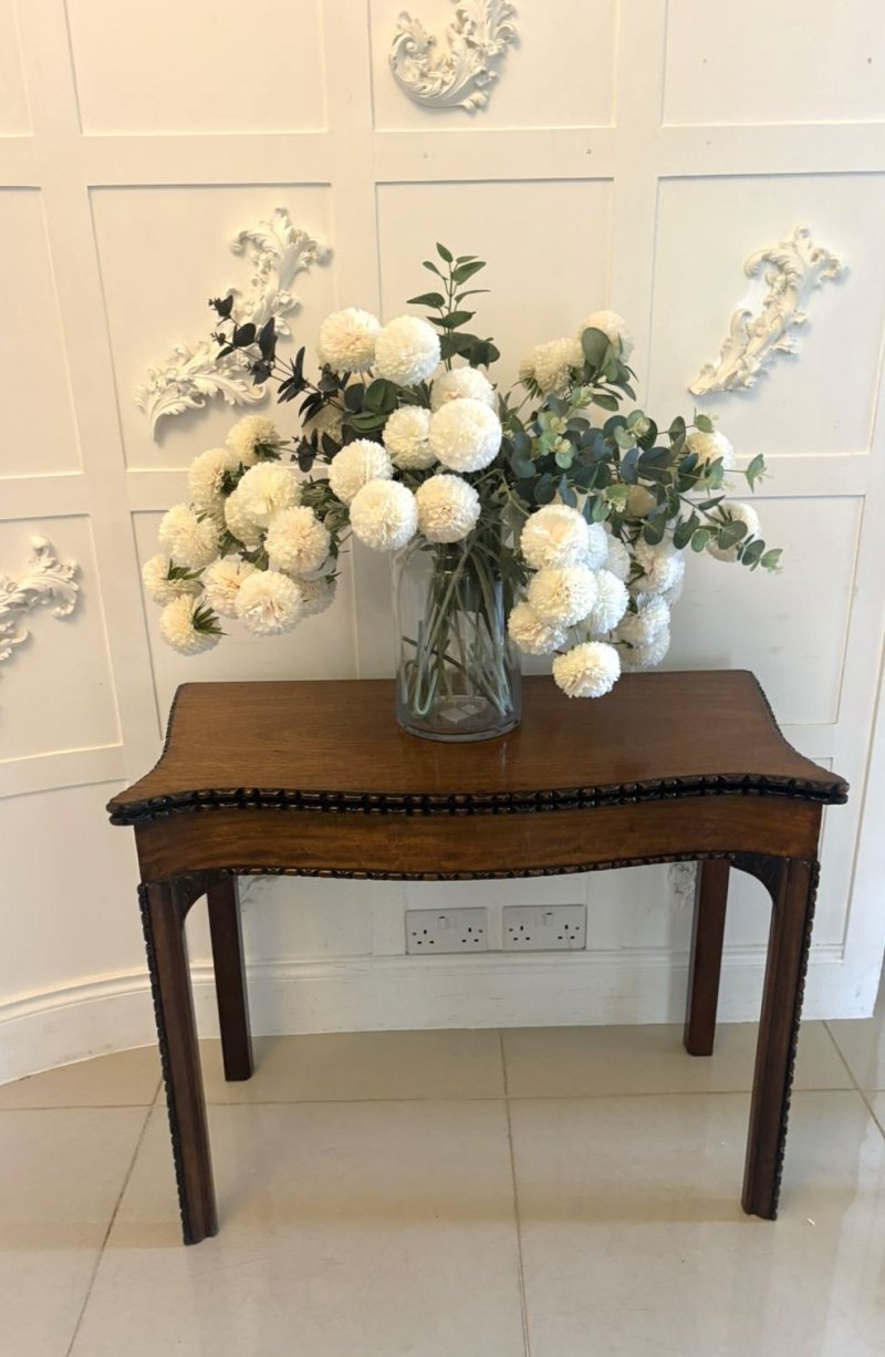 Antique Georgian Chippendale Mahogany Serpentine Console Card Table - Image 3