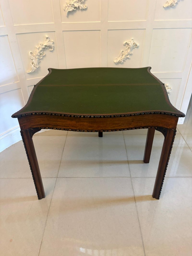 Antique Georgian Chippendale Mahogany Serpentine Console Card Table - Image 10