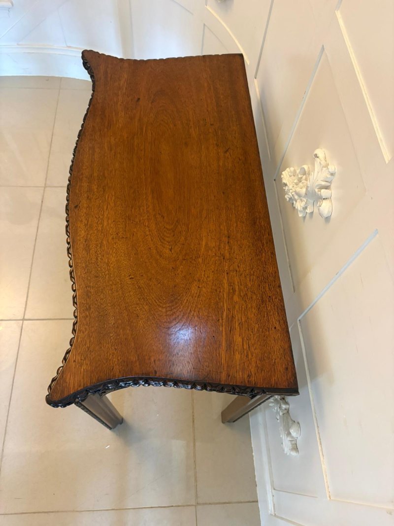 Antique Georgian Chippendale Mahogany Serpentine Console Card Table - Image 6