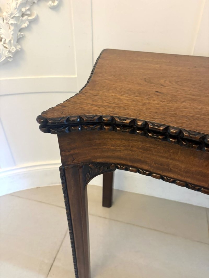 Antique Georgian Chippendale Mahogany Serpentine Console Card Table - Image 8