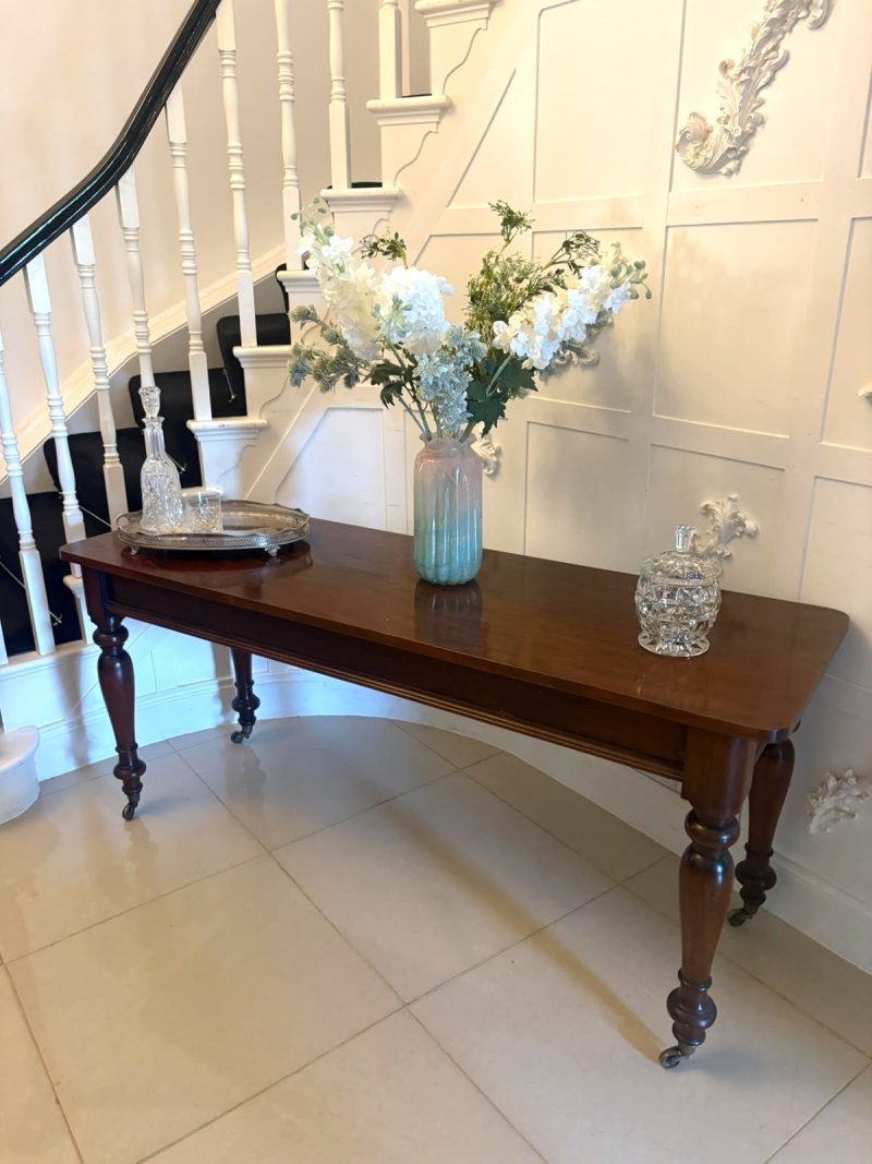 Antique Victorian Figured Mahogany Hall Console Table - Image 5