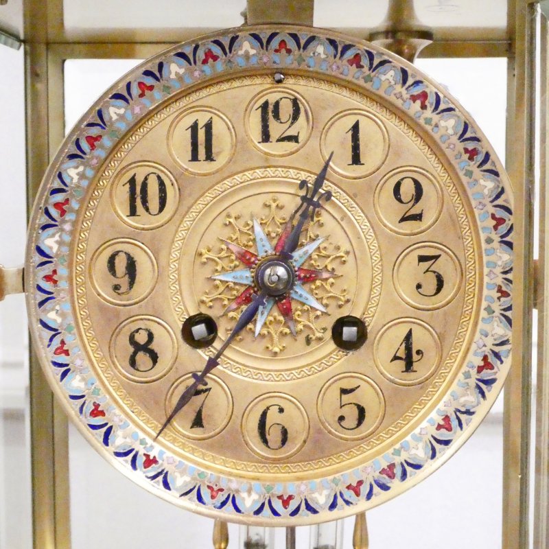 French Onyx & Champleve Four Glass Mantel Clock - Image 3