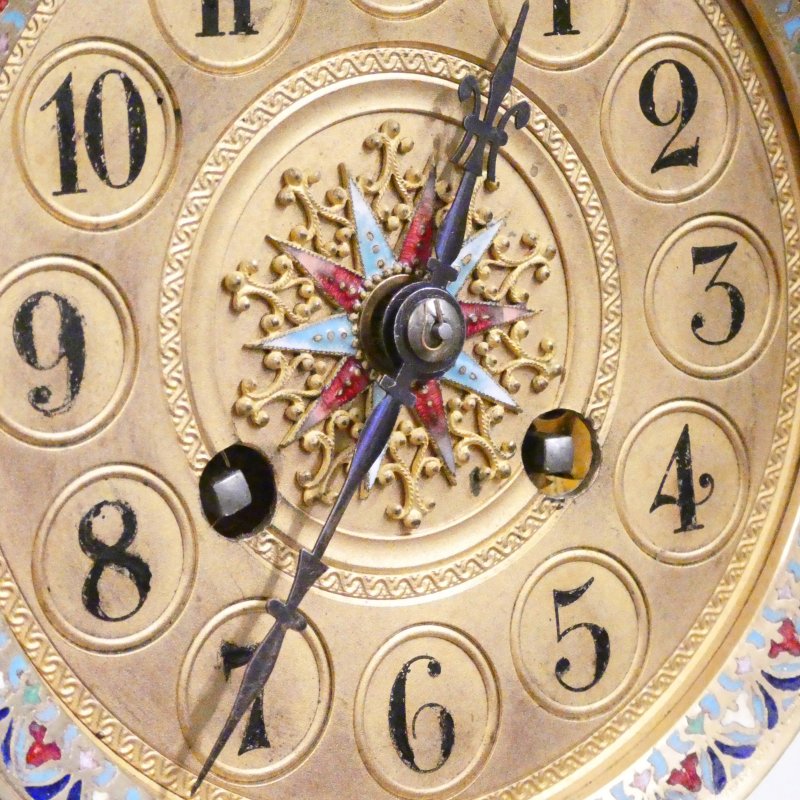 French Onyx & Champleve Four Glass Mantel Clock - Image 4