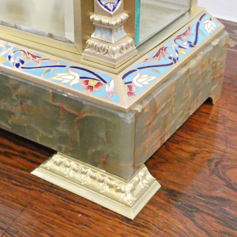 French Onyx & Champleve Four Glass Mantel Clock - Image 6
