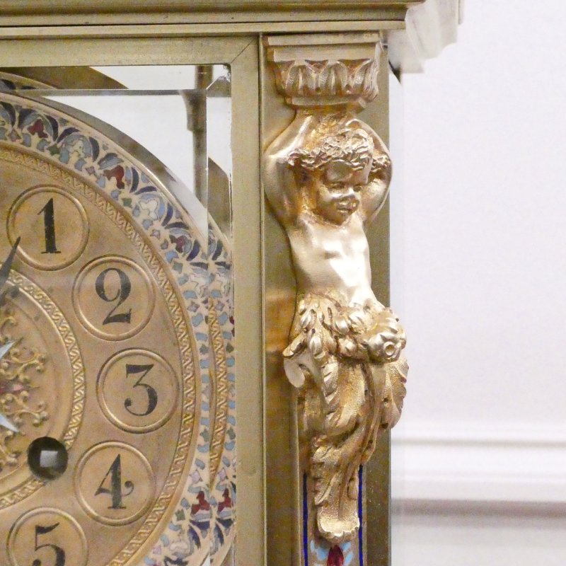 French Onyx & Champleve Four Glass Mantel Clock - Image 8