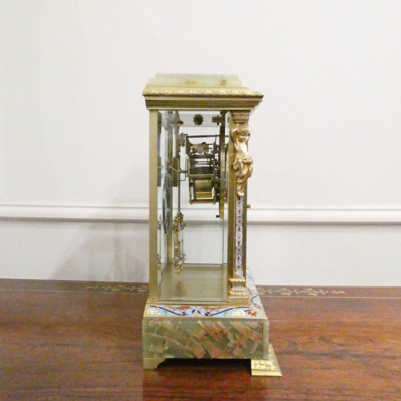 French Onyx & Champleve Four Glass Mantel Clock - Image 14