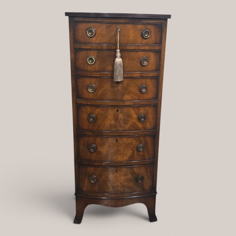 Superb Regency Bow Front  Tall Chest of Drawers