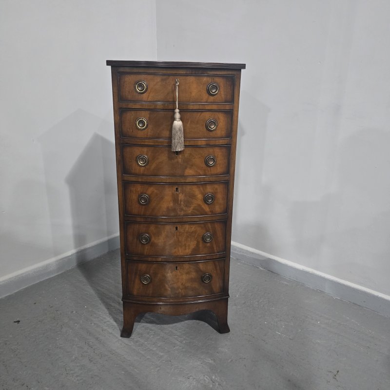 Superb Regency Bow Front  Tall Chest of Drawers - Image 5