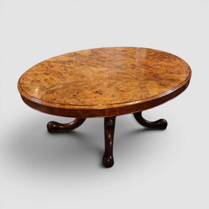 Victorian Large Oval Burr Walnut Coffee Table