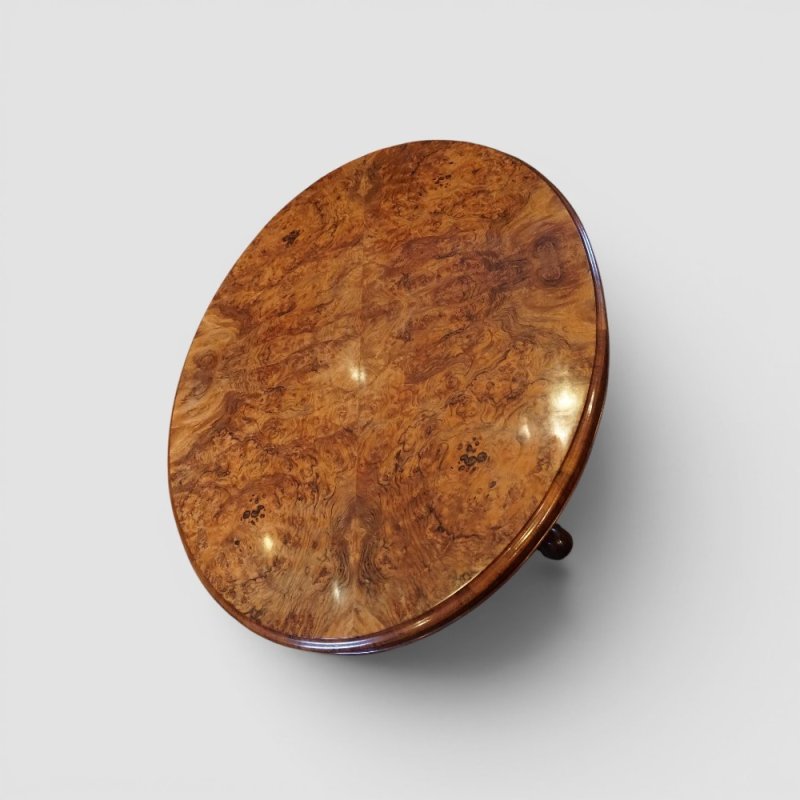 Victorian Large Oval Burr Walnut Coffee Table - Image 2