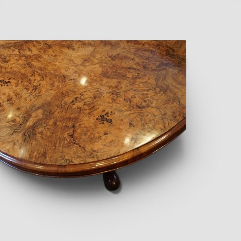 Victorian Large Oval Burr Walnut Coffee Table - Image 4