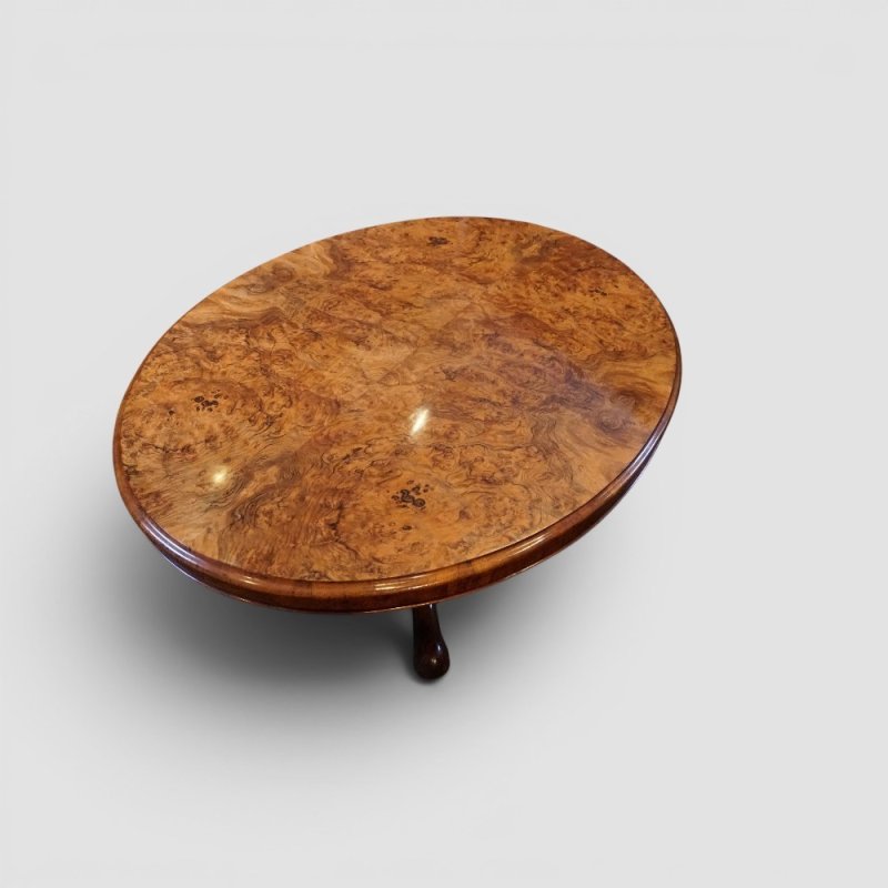 Victorian Large Oval Burr Walnut Coffee Table - Image 5