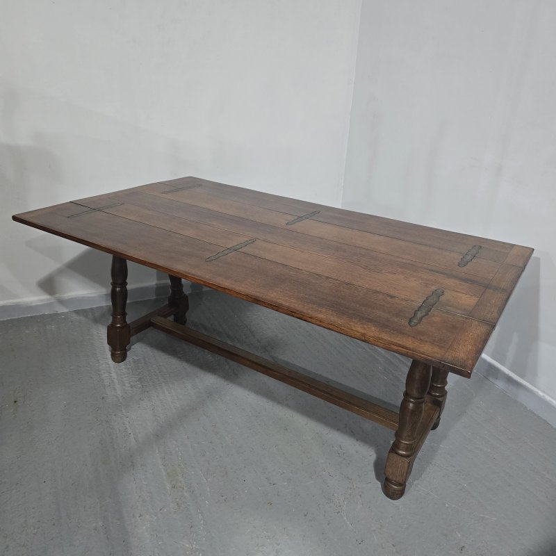 Super Oak Kitchen Refrectory Farmhouse Dining Table - Image 10
