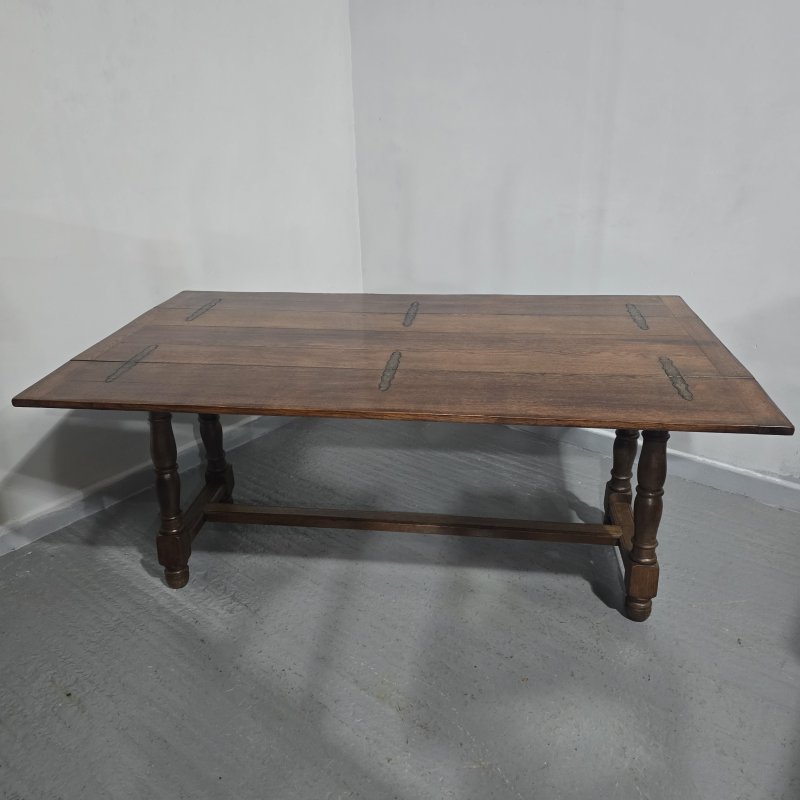 Super Oak Kitchen Refrectory Farmhouse Dining Table - Image 2