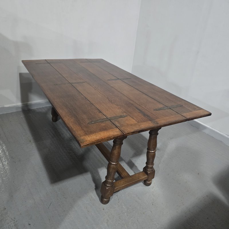 Super Oak Kitchen Refrectory Farmhouse Dining Table - Image 14
