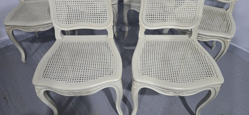 Set Six French Bergere Dining Chairs - Image 4