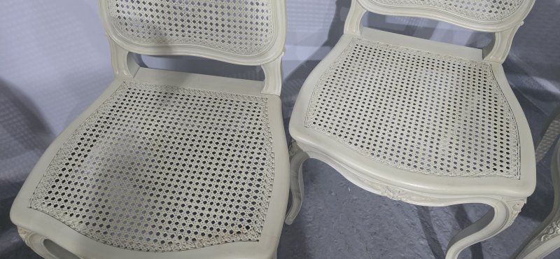 Set Six French Bergere Dining Chairs - Image 5