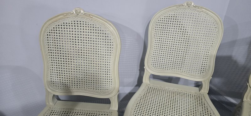 Set Six French Bergere Dining Chairs - Image 6