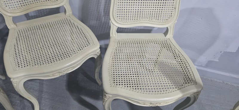 Set Six French Bergere Dining Chairs - Image 9