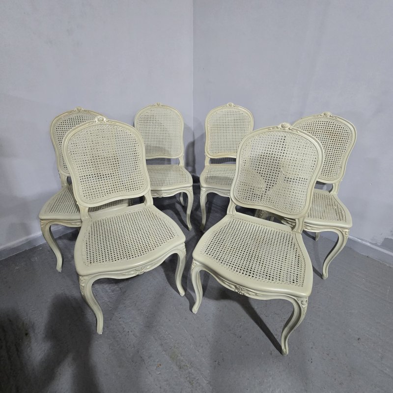 Set Six French Bergere Dining Chairs - Image 13