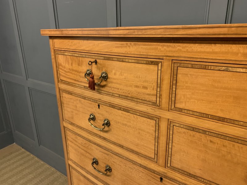 Inlaid Satinwood Tallboy - Image 9