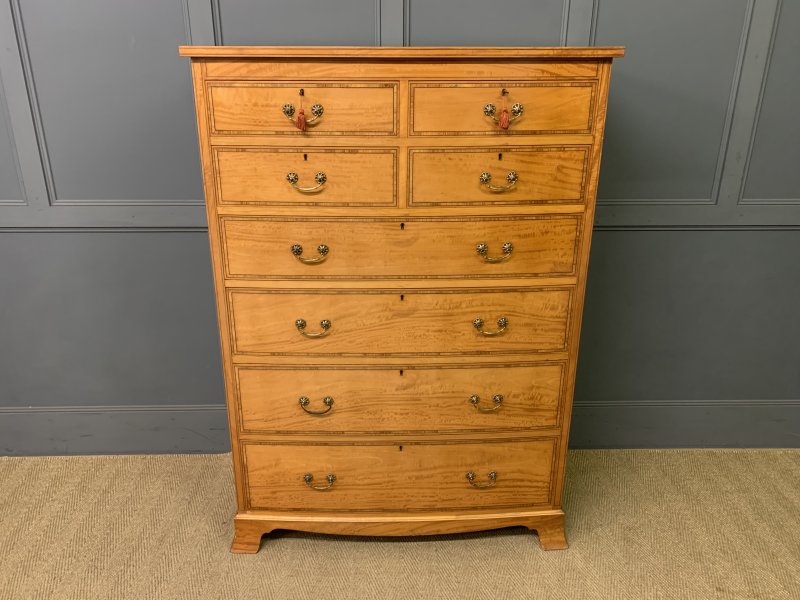 Inlaid Satinwood Tallboy - Image 10