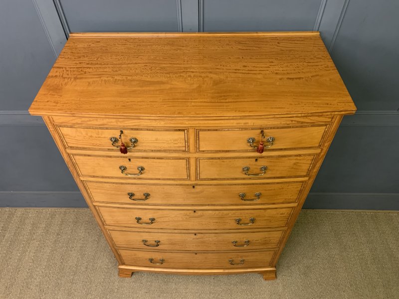 Inlaid Satinwood Tallboy - Image 13