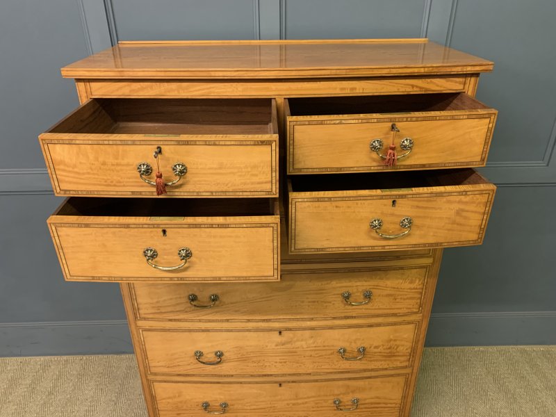 Inlaid Satinwood Tallboy - Image 5