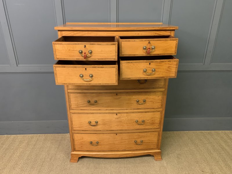 Inlaid Satinwood Tallboy - Image 8