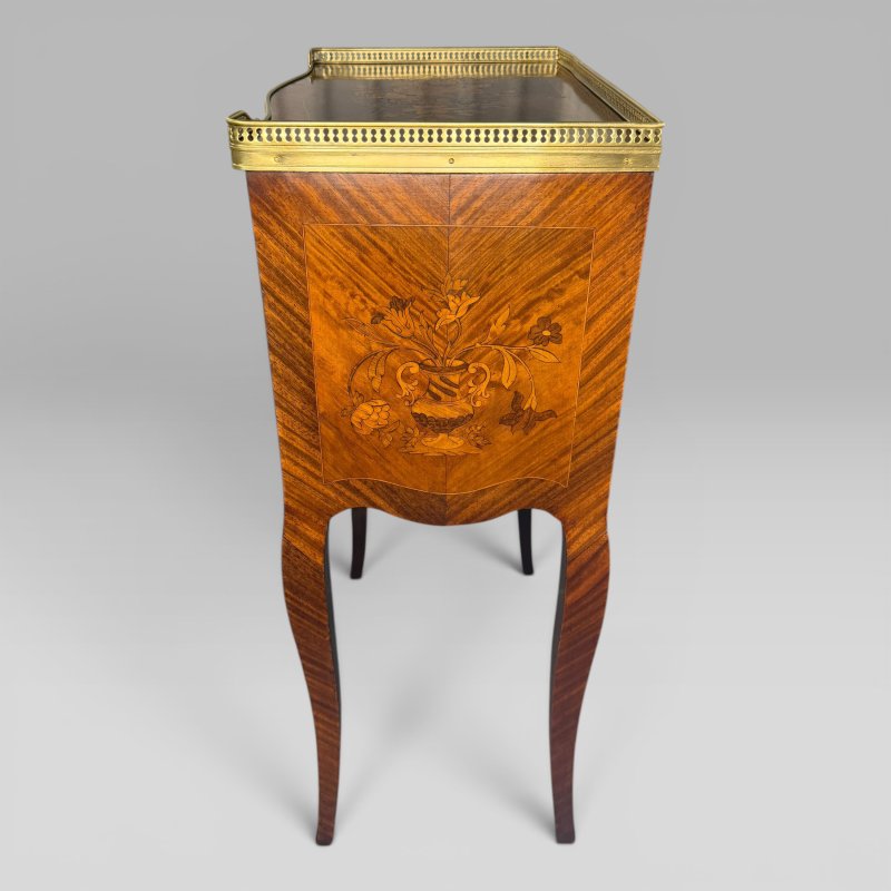 Antique French Louis XV Kingwood & Floral Marquetry Petite Commode, Circa 1890 - Image 5