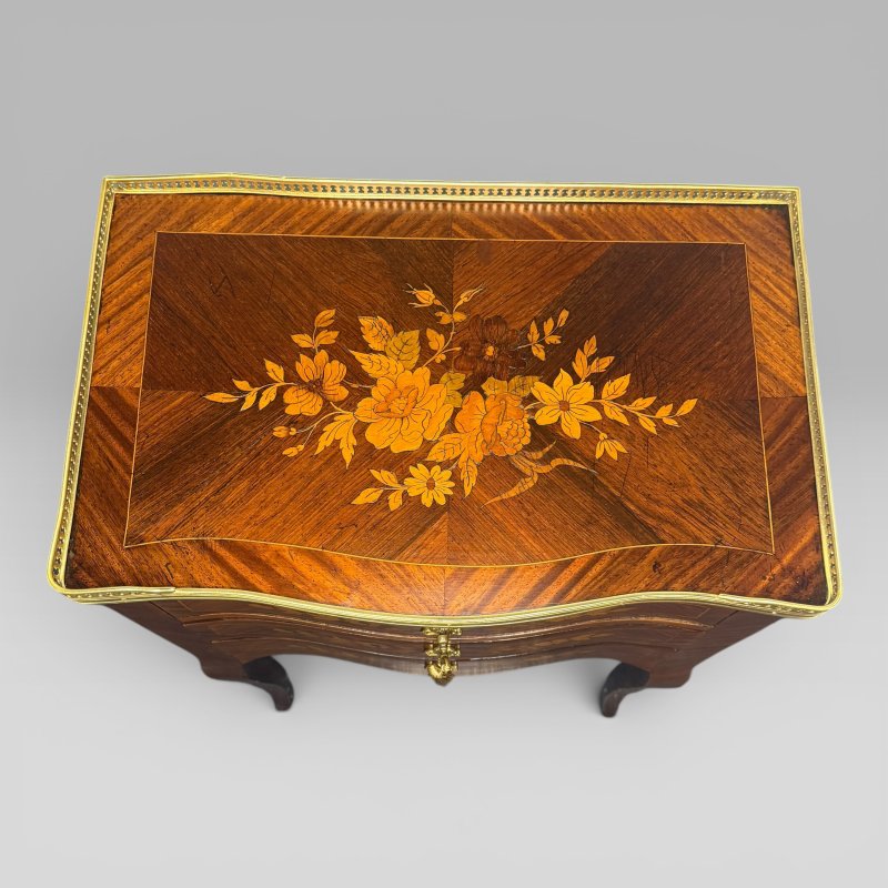 Antique French Louis XV Kingwood & Floral Marquetry Petite Commode, Circa 1890 - Image 8
