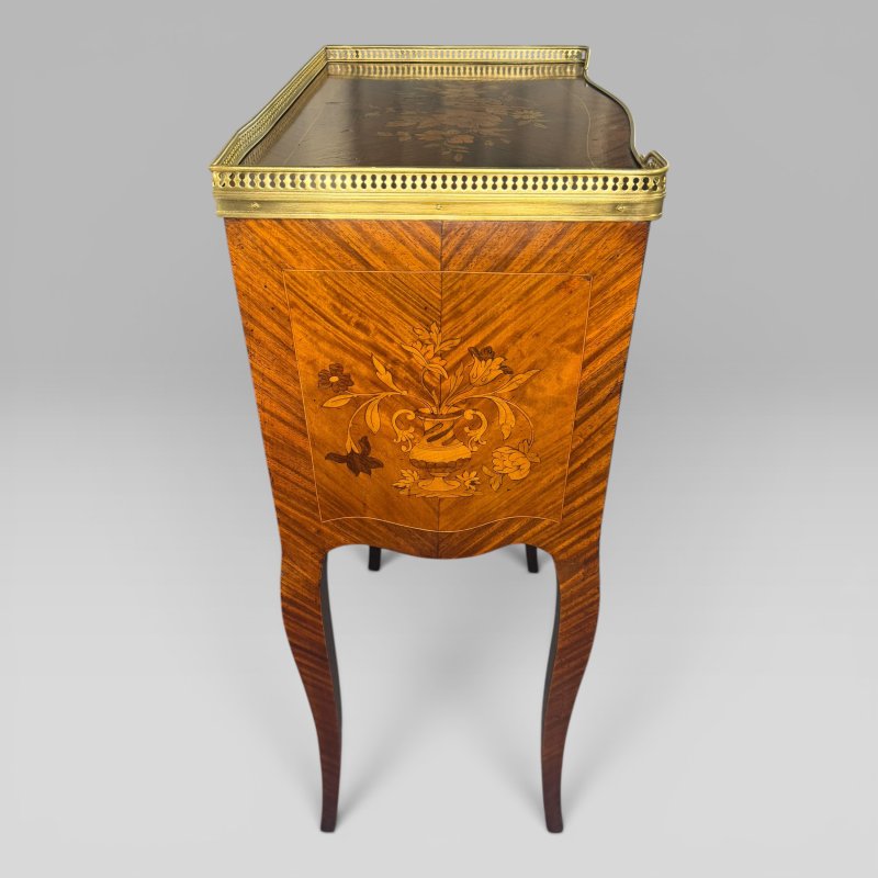 Antique French Louis XV Kingwood & Floral Marquetry Petite Commode, Circa 1890 - Image 6