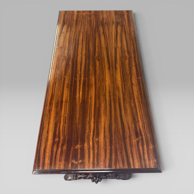 Antique Early Victorian Zebrawood & Rosewood Carved Stretcher Leg Centre Table - Image 7