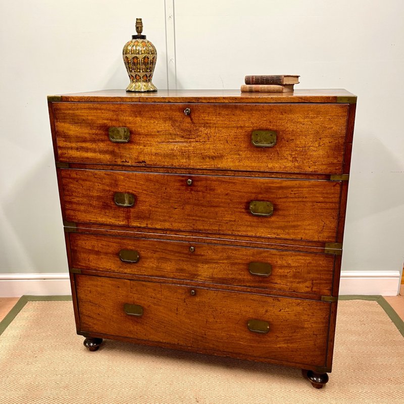 19th Century Campaign Secretarie Chest Of Drawers