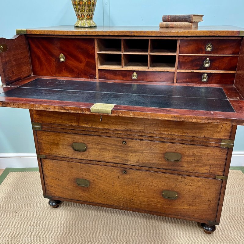 19th Century Campaign Secretarie Chest Of Drawers - Image 2