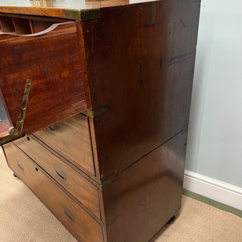 19th Century Campaign Secretarie Chest Of Drawers - Image 10