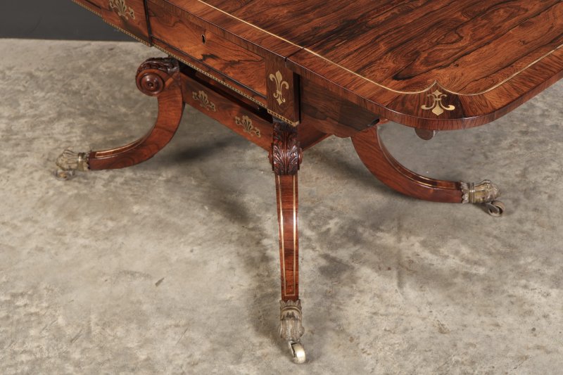 Exquisite Regency Rosewood Brass Inlaid Sofa Table - Image 11
