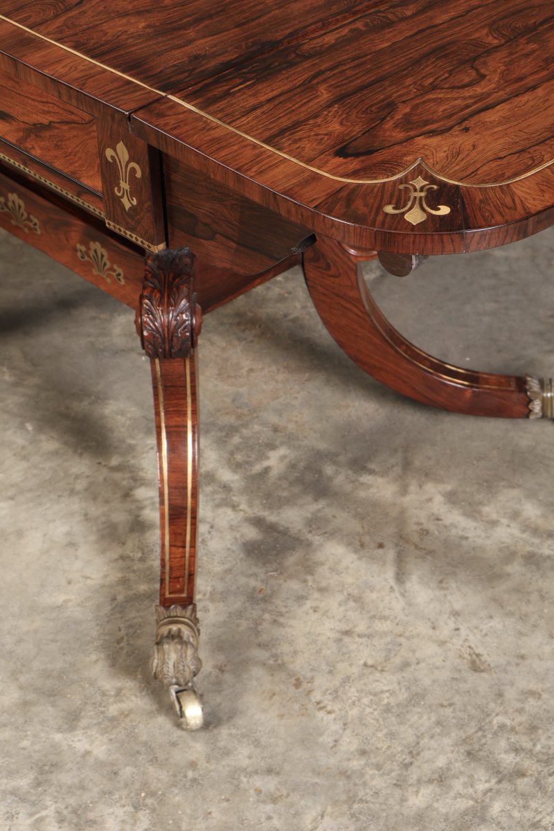Exquisite Regency Rosewood Brass Inlaid Sofa Table - Image 12