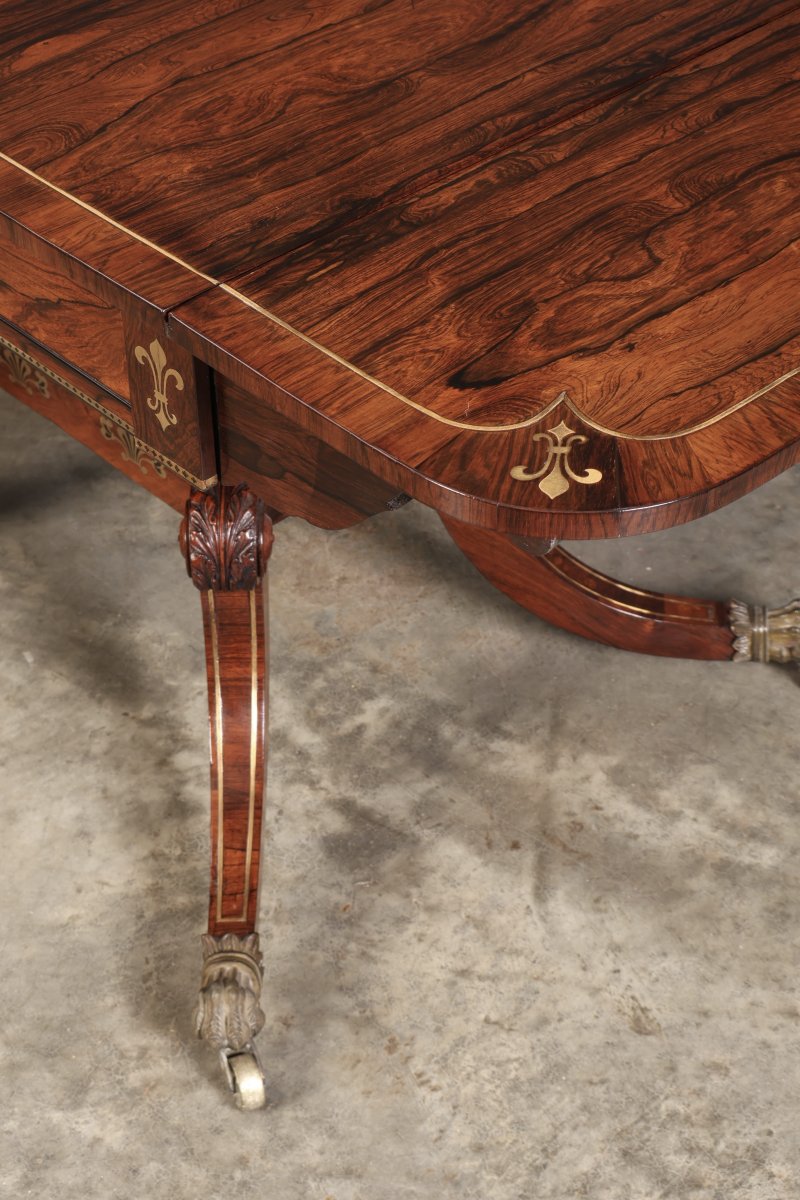 Exquisite Regency Rosewood Brass Inlaid Sofa Table - Image 15