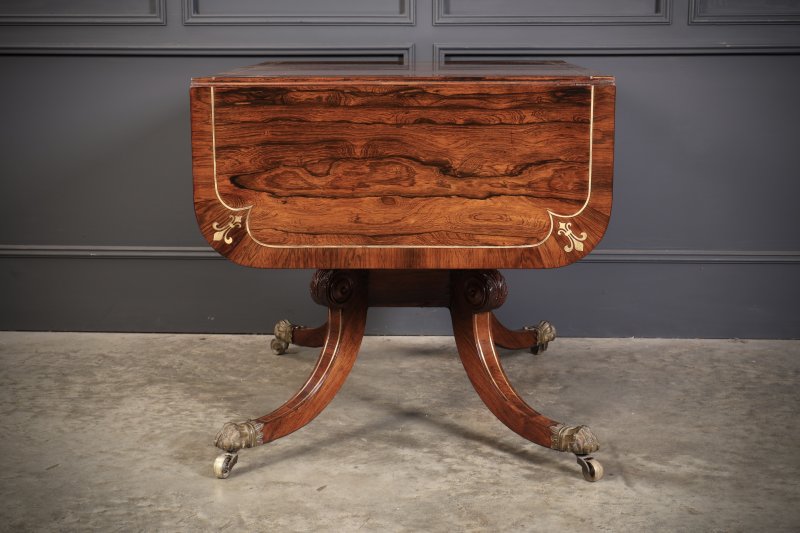 Exquisite Regency Rosewood Brass Inlaid Sofa Table - Image 17