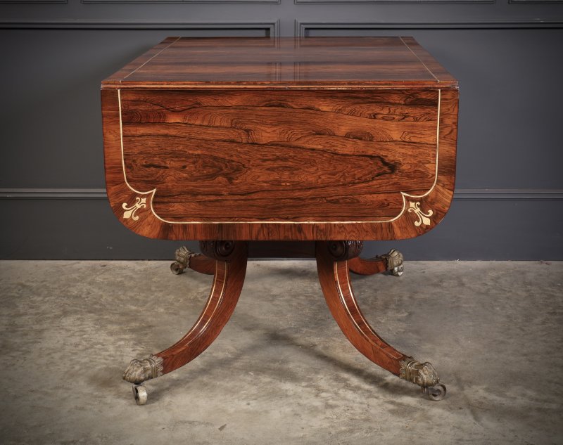 Exquisite Regency Rosewood Brass Inlaid Sofa Table - Image 7